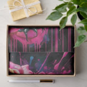 Raven mit Neon Pink Roses Pop Art Decoupage Seidenpapier (Geschenk)