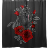 Raven mit Schlüssel und Rose Duschvorhang (Vorderseite)