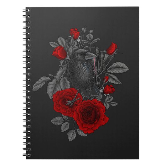 Raven mit Schlüssel und Rose Notizblock (Vorderseite)