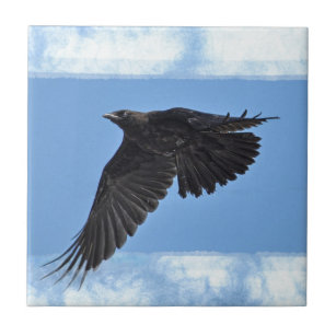 Raven Modern Art in Blue Fliese