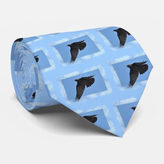 Raven Modern Art in Blue Krawatte (Gerollt)