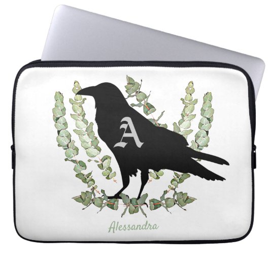 Raven Monogram Spirit Animal Eucalyptus Laptopschutzhülle (Vorderseite)