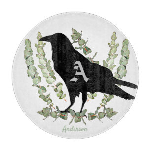 Raven Monogram Spirit Animal Eucalyptus Schneidebrett
