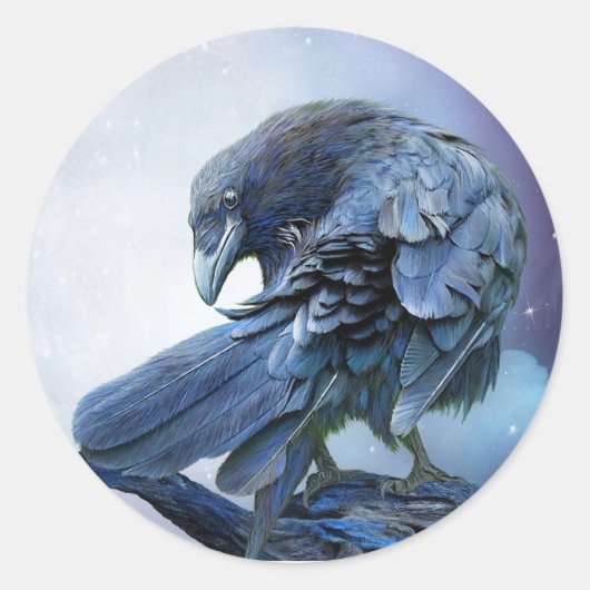 Raven Moon Art Sticker (Vorderseite)