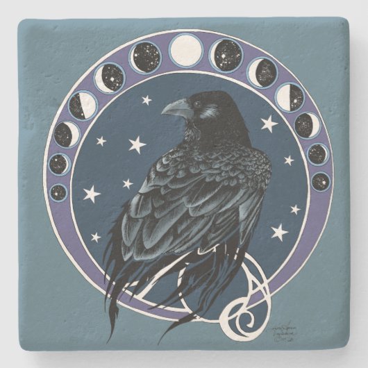 Raven Moon Moon Phases Steinuntersetzer (Vorderseite)