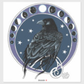 Raven Moon Phases Stars Blue Aufkleber (Blatt)