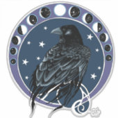 Raven Moon Phases Stars Blue Aufkleber (Vorderseite)