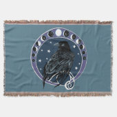 Raven Moon Phases Stars Blue Decke (Vorderseite)