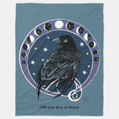 Raven Moon Phases Stars Blue Fleecedecke (Vorderseite)