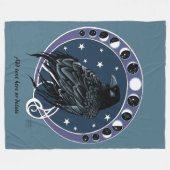 Raven Moon Phases Stars Blue Fleecedecke (Vorderseite (Horizontal))