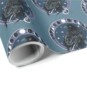 Raven Moon Phases Stars Blue Geschenkpapier (Rolleneckpunkt)