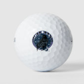 Raven Moon Phases Stars Blue Golfball (Vorderseite)