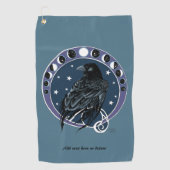 Raven Moon Phases Stars Blue Golfhandtuch (Vorderseite)
