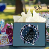 Raven Moon Phases Stars Blue Große Geschenktüte
