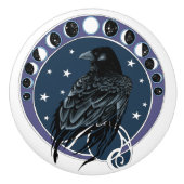 Raven Moon Phases Stars Blue Keramikknauf (Vorderseite)