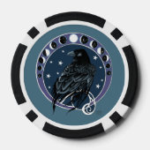 Raven Moon Phases Stars Blue Pokerchips (Rückseite)