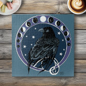 Raven Moon Phases Stars Blue Puzzle