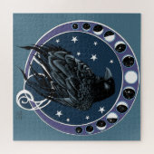 Raven Moon Phases Stars Blue Puzzle (Horizontal)
