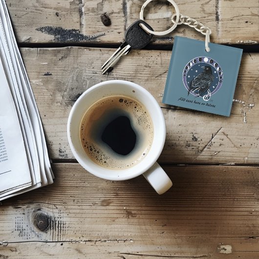 Raven Moon Phases Stars Blue Schlüsselanhänger