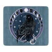 Raven Moon Phases Stars Blue Schneidebrett (Vorderseite)