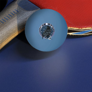 Raven Moon Phases Stars Blue Tischtennisball