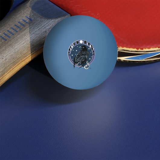 Raven Moon Phases Stars Blue Tischtennisball