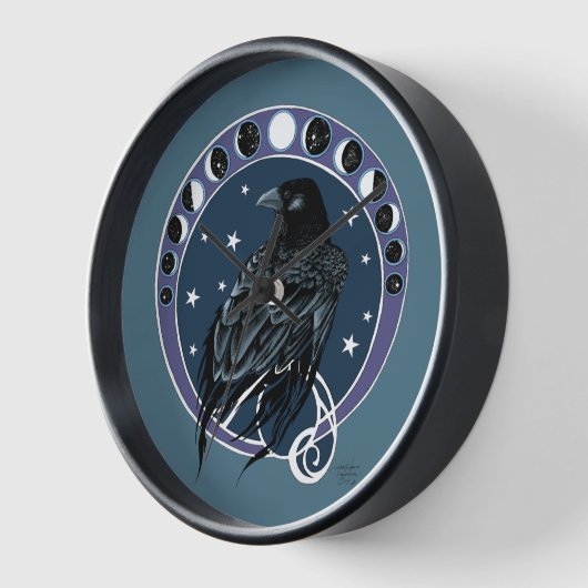 Raven Moon Phases Stars Blue Uhr (Winkel)