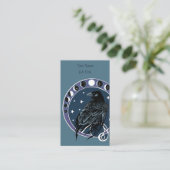 Raven Moon Phases Stars Blue Visitenkarte (Stehend Vorderseite)