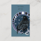 Raven Moon Phases Stars Blue Visitenkarte (Vorderseite)
