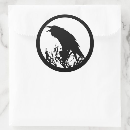 Raven Moon Runder Aufkleber (Tasche)