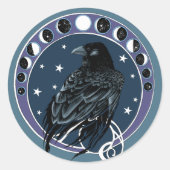 Raven Moon Runder Aufkleber (Vorderseite)