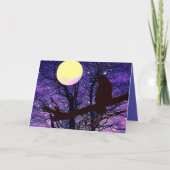 Raven, Moon, Sonne, Sterne, Halloween Leder Karte (Vorderseite)