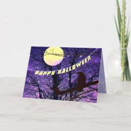 Raven, Moon, Sun, Sterne - Halloween Card Karte