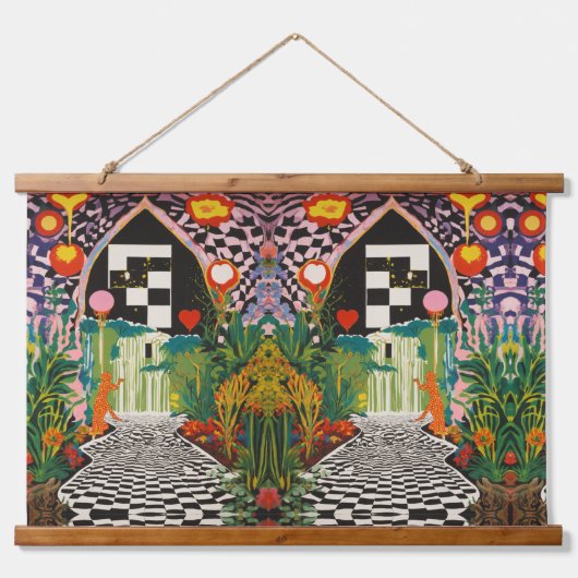 Raven & Moon Tapestry - Edgar Allan Poe Inspiriert Wandteppich Mit Holzrahmen (Vorne)