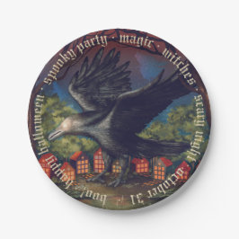 Raven Moonlight Hexen Halloween Nacht Pappteller