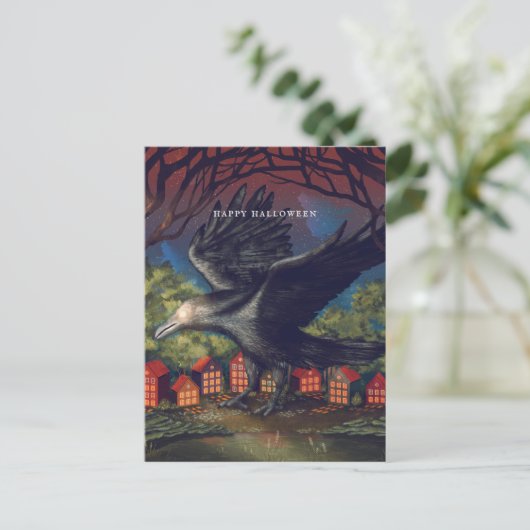 Raven Moonlight Hexen Halloween Nacht Postkarte (Stehend Vorderseite)