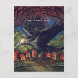 Raven Moonlight Hexen Halloween Nacht Postkarte