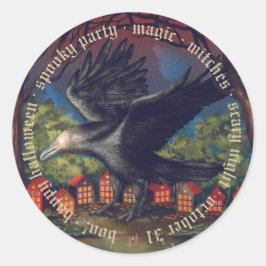 Raven Moonlight Hexen Halloween Nacht Runder Aufkleber