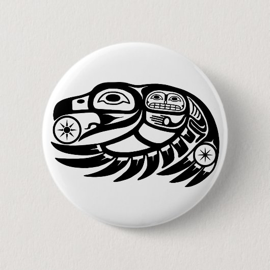 Raven Native American Design Button (Vorderseite)