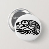 Raven Native American Design Button (Vorne & Hinten)
