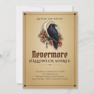 Raven Nevermore Gothic Halloween-Party-Einladung Einladung
