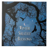 Raven Oak Tree Winter Solstice Dekoration Fliese (Vorderseite)