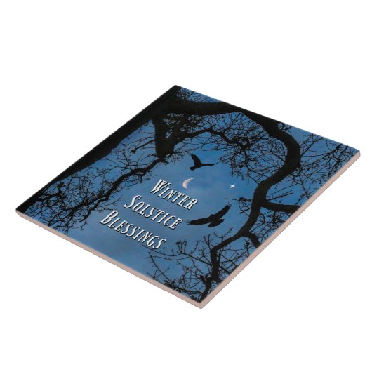 Raven Oak Tree Winter Solstice Dekoration Fliese (Seite)