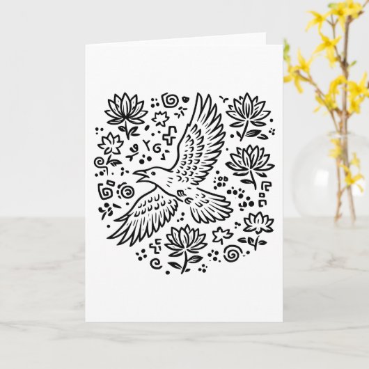 Raven of Transformation Karte (Gelbe Blume)