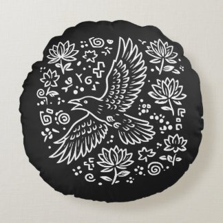 Raven of Transformation Rundes Kissen