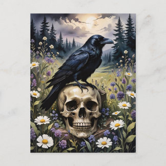 Raven on a Skull Postkarte