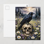 Raven on a Skull Postkarte (Vorne/Hinten)
