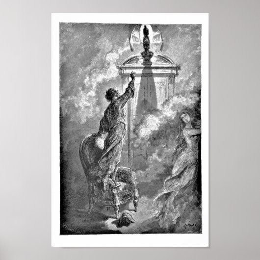 Raven on Bust Edgar Allan Poe Dore Illustration Poster (Vorne)