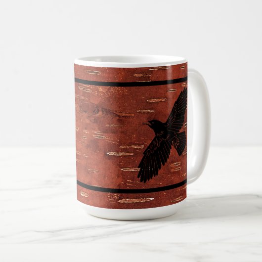Raven on On Inner Birch Barke Kaffeetasse (VorderseiteRechts)