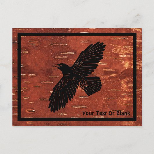 Raven on On Inner Birch Barke Postkarte (Vorderseite)
